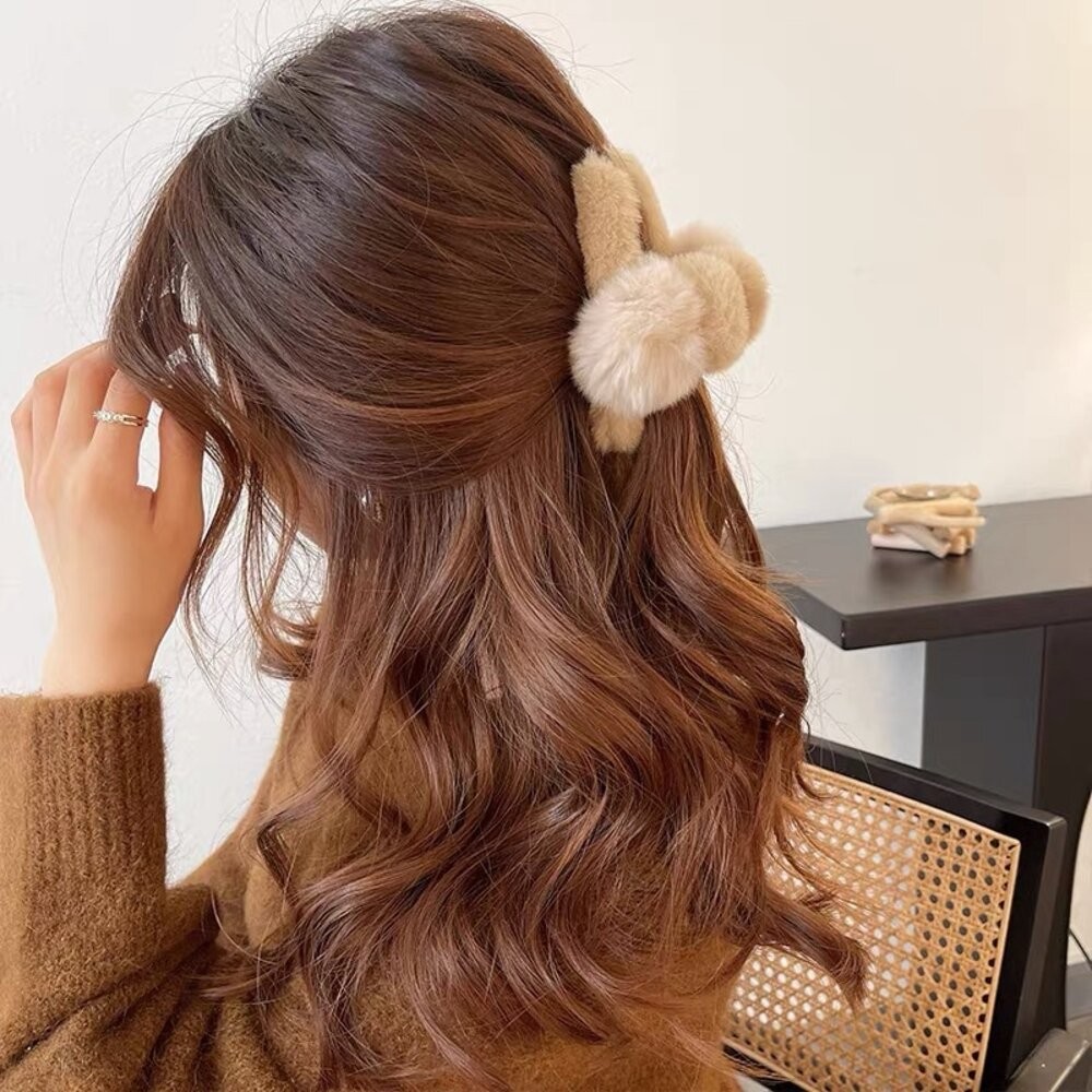 【台灣發貨】韓版氣質可愛毛絨髮夾【N77】-細節圖3