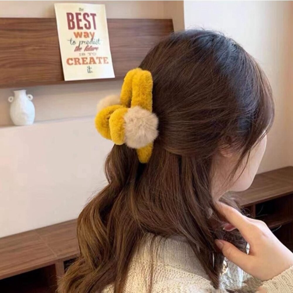 【台灣發貨】韓版氣質可愛毛絨髮夾【N77】-細節圖4