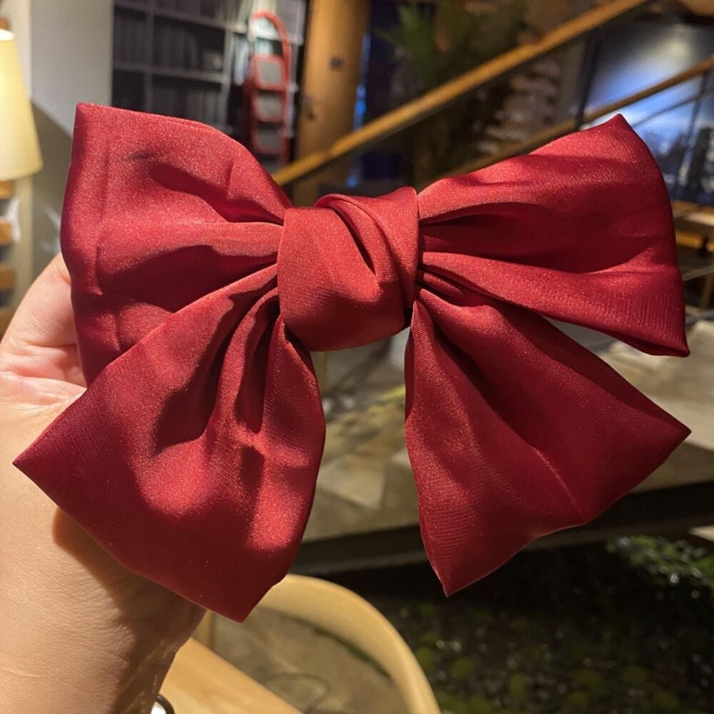 【台灣發貨】韓版氣質綢緞大蝴蝶結髮夾【N72】-細節圖7