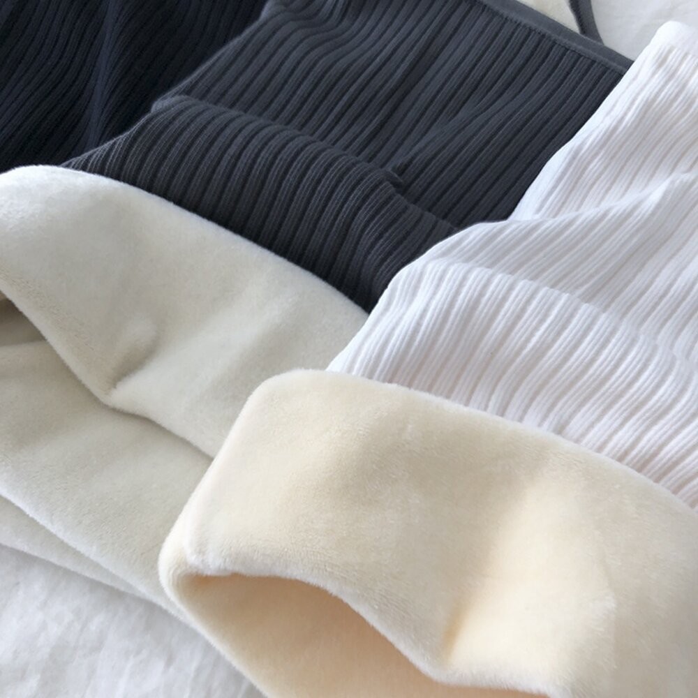 【台灣發貨】韓版加絨刷毛彈性修身保暖背心 小可愛 背心 衣服 女裝 上衣【V171】-細節圖6