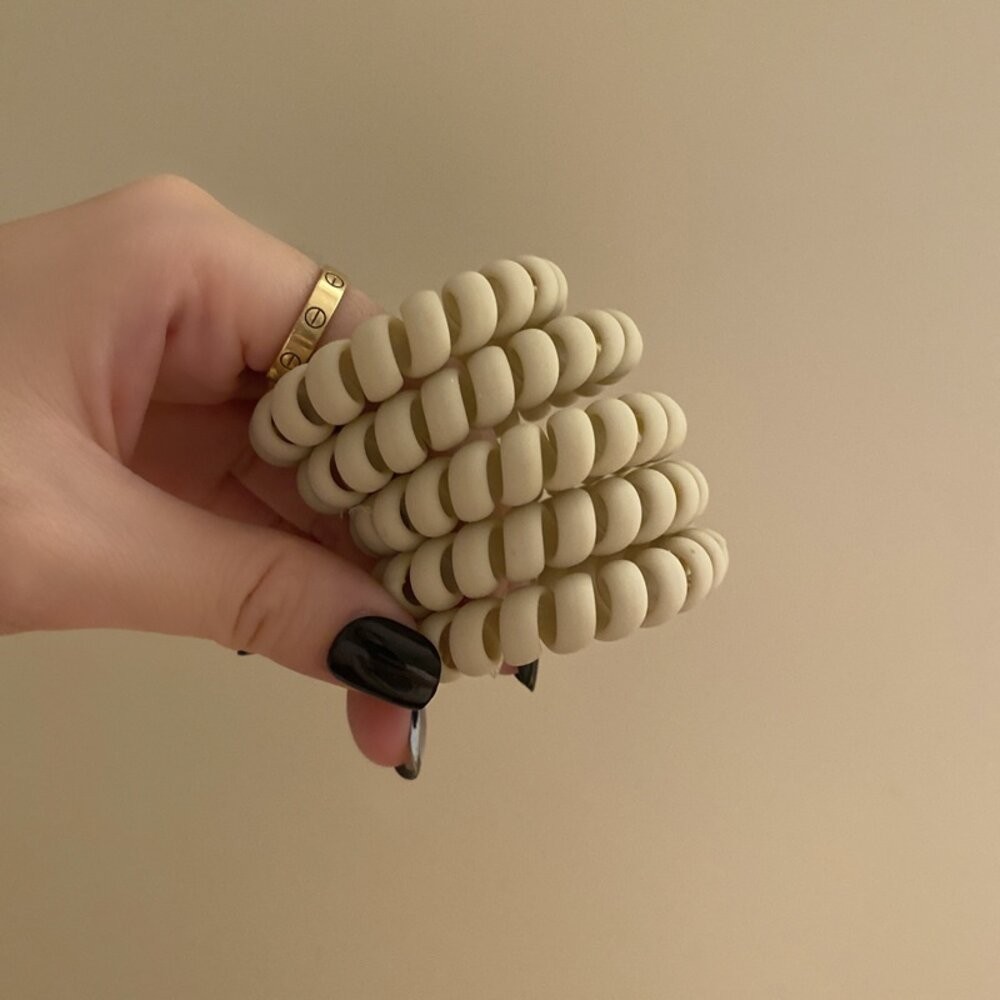 【台灣發貨】韓版奶茶色系磨砂手感電話線髮圈【N70】-細節圖3