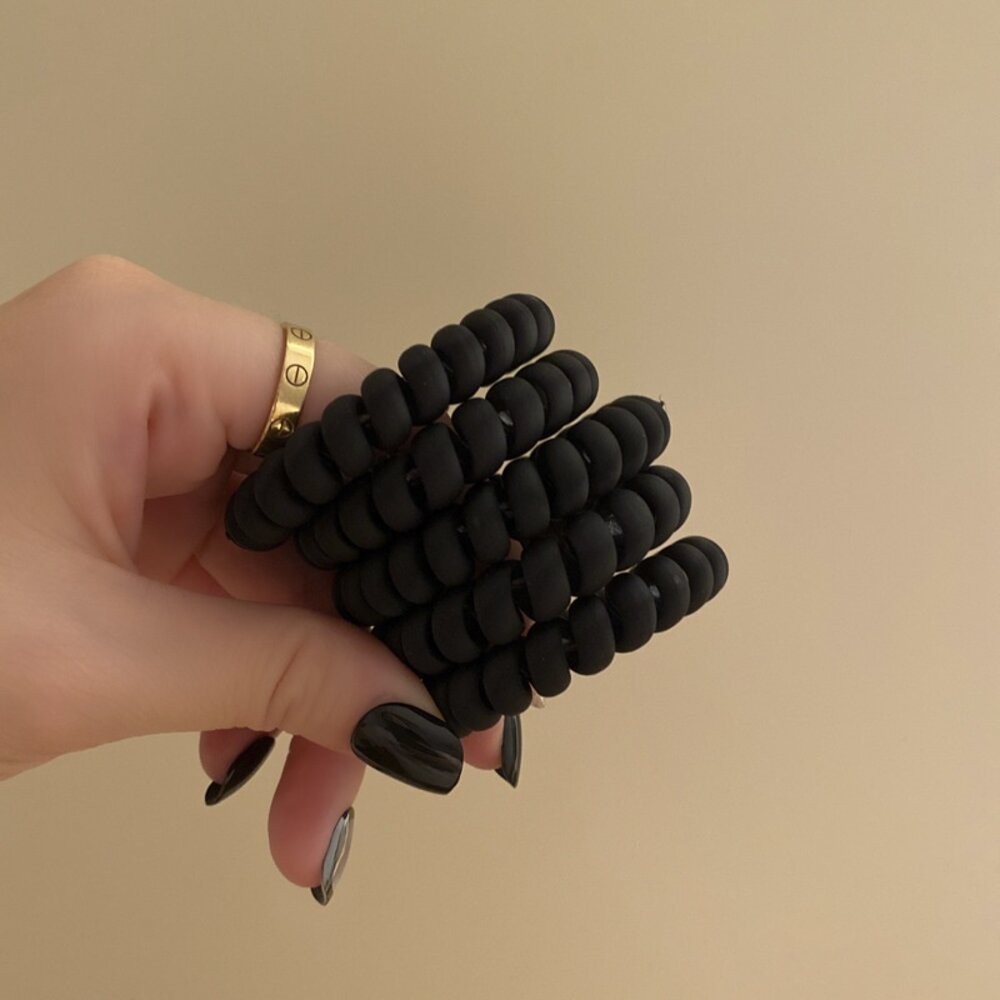 【台灣發貨】韓版奶茶色系磨砂手感電話線髮圈【N70】-細節圖5