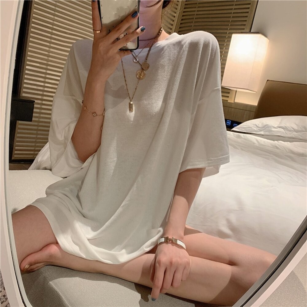 【台灣發貨】韓版露背寬鬆鏈條短袖上衣 衣服 女裝 t恤 短袖t恤 上衣【T385】-細節圖9