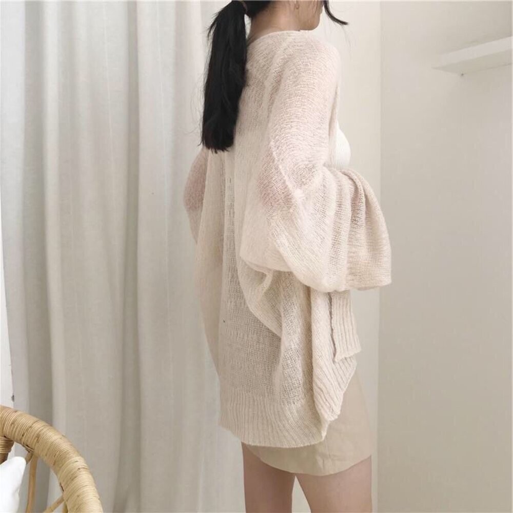 【台灣發貨】韓版慵懶薄款針織外套 外套 防曬外套 女裝 上衣 衣服【J80】-細節圖2
