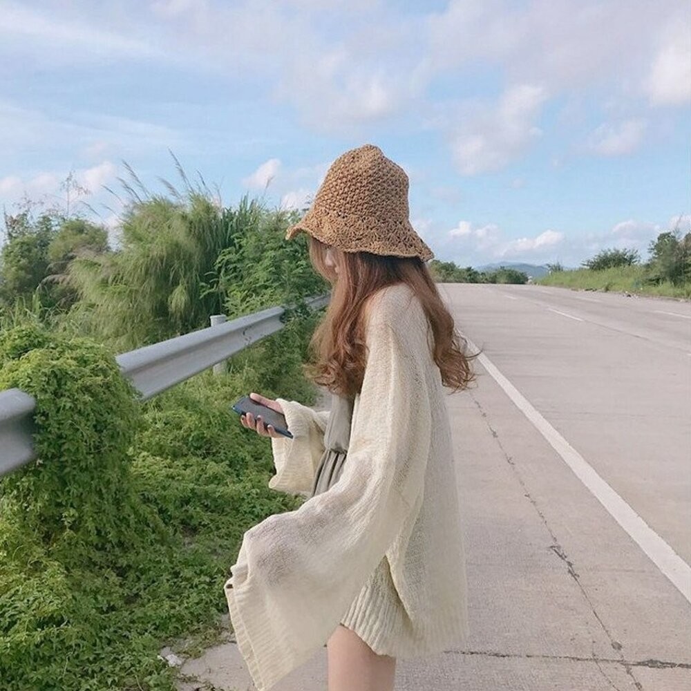 【台灣發貨】韓版慵懶寬鬆薄款長袖防曬外套 外套 防曬外套 女裝 上衣 衣服【J80】-細節圖3