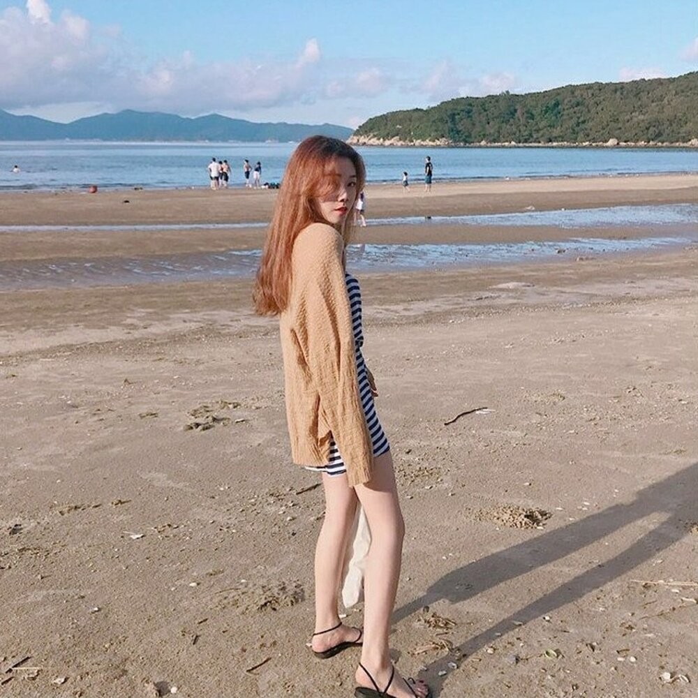 【台灣發貨】韓版慵懶寬鬆薄款長袖防曬外套 外套 防曬外套 女裝 上衣 衣服【J80】-細節圖9