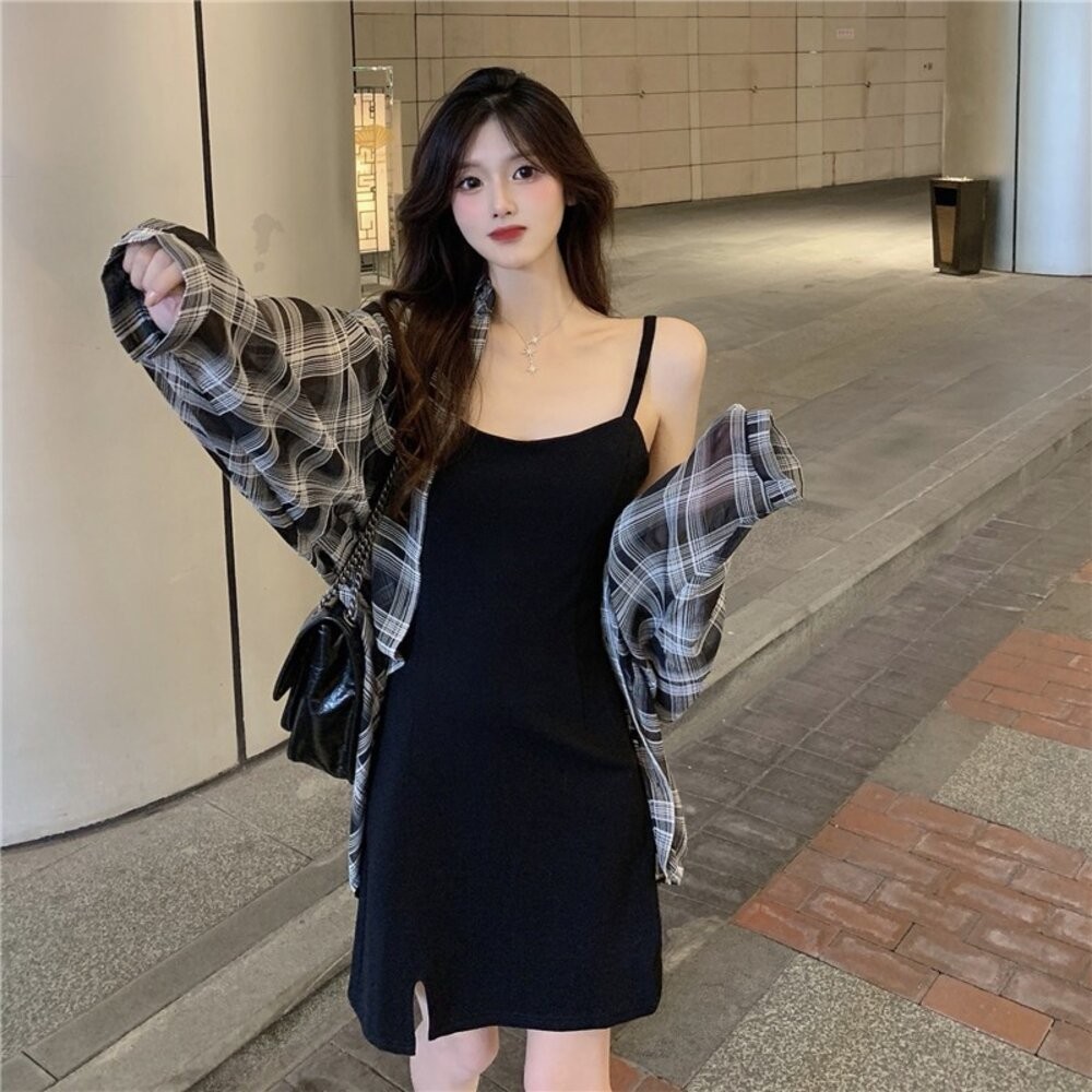 【台灣發貨】韓版慵懶風寬鬆格子防曬外套 外套 防曬外套 女裝 上衣 衣服【J161】-細節圖4