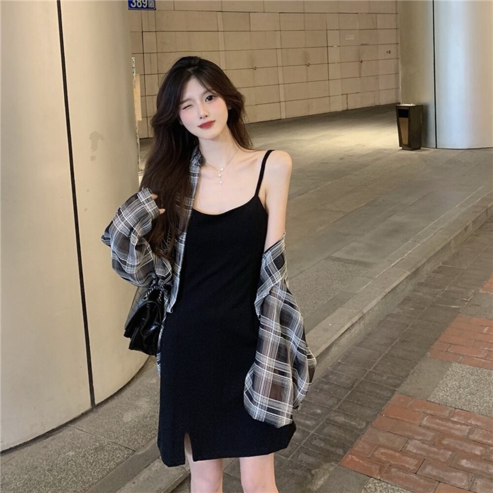 【台灣發貨】韓版慵懶風寬鬆格子防曬外套 外套 防曬外套 女裝 上衣 衣服【J161】-細節圖6