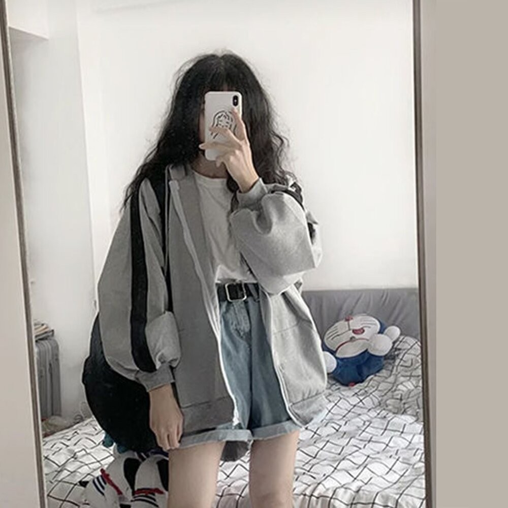 【台灣發貨】韓版連帽拼接學生風內內刷毛運動外套 外套 防曬外套 女裝 上衣 衣服 【J158】-細節圖3