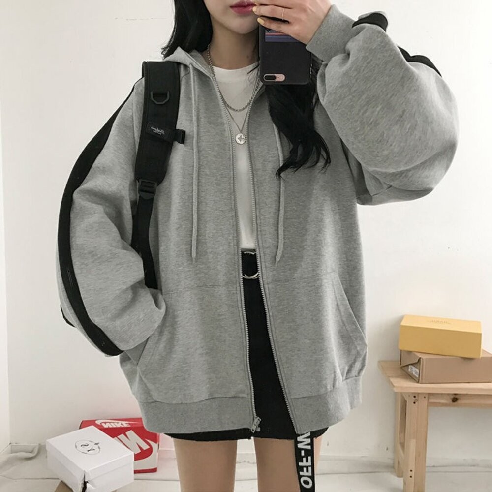 【台灣發貨】韓版連帽拼接學生風內內刷毛運動外套 外套 防曬外套 女裝 上衣 衣服 【J158】-細節圖5