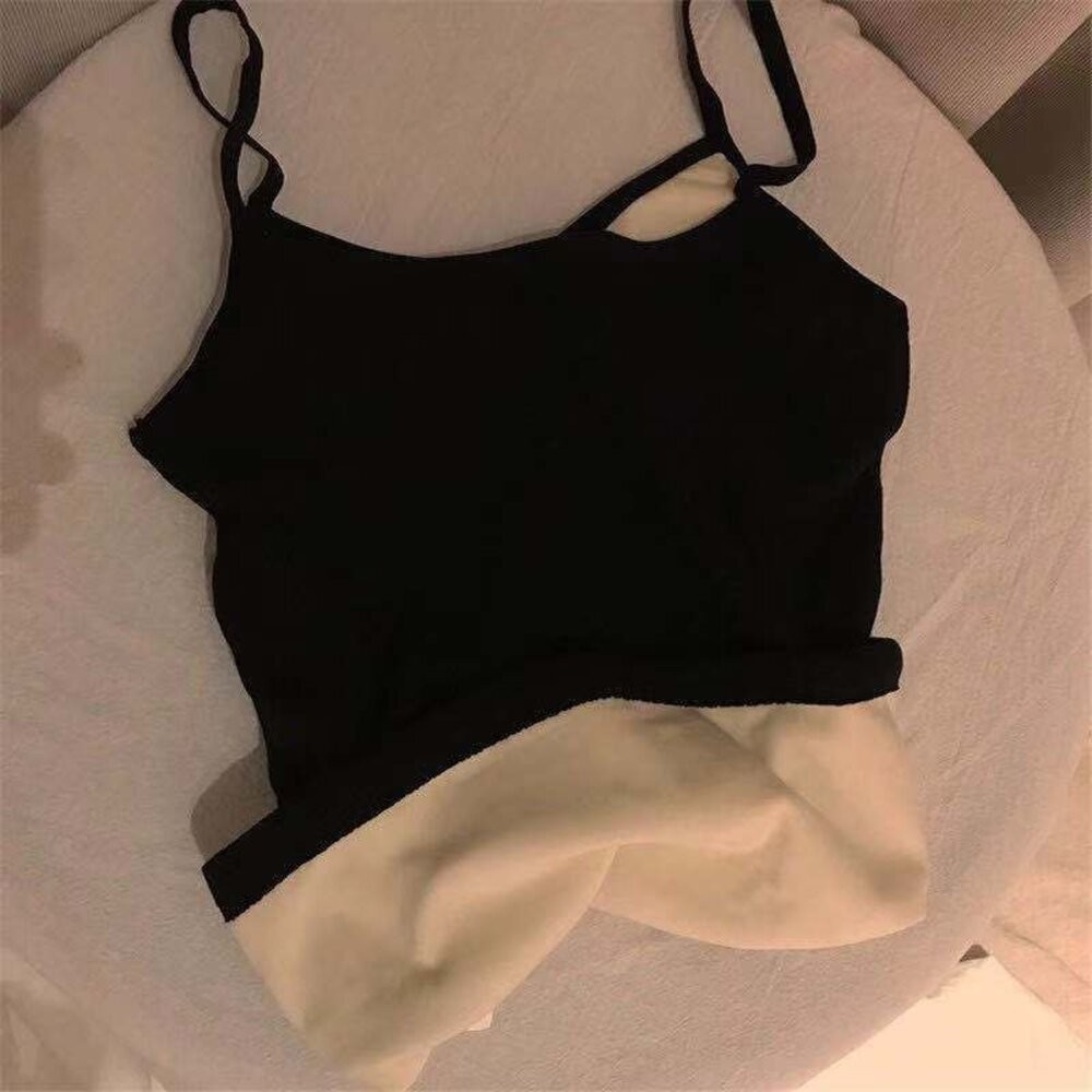 【台灣發貨】韓版保暖內刷毛加厚小吊帶背心 小可愛 背心 衣服 女裝 上衣【V112】-細節圖7