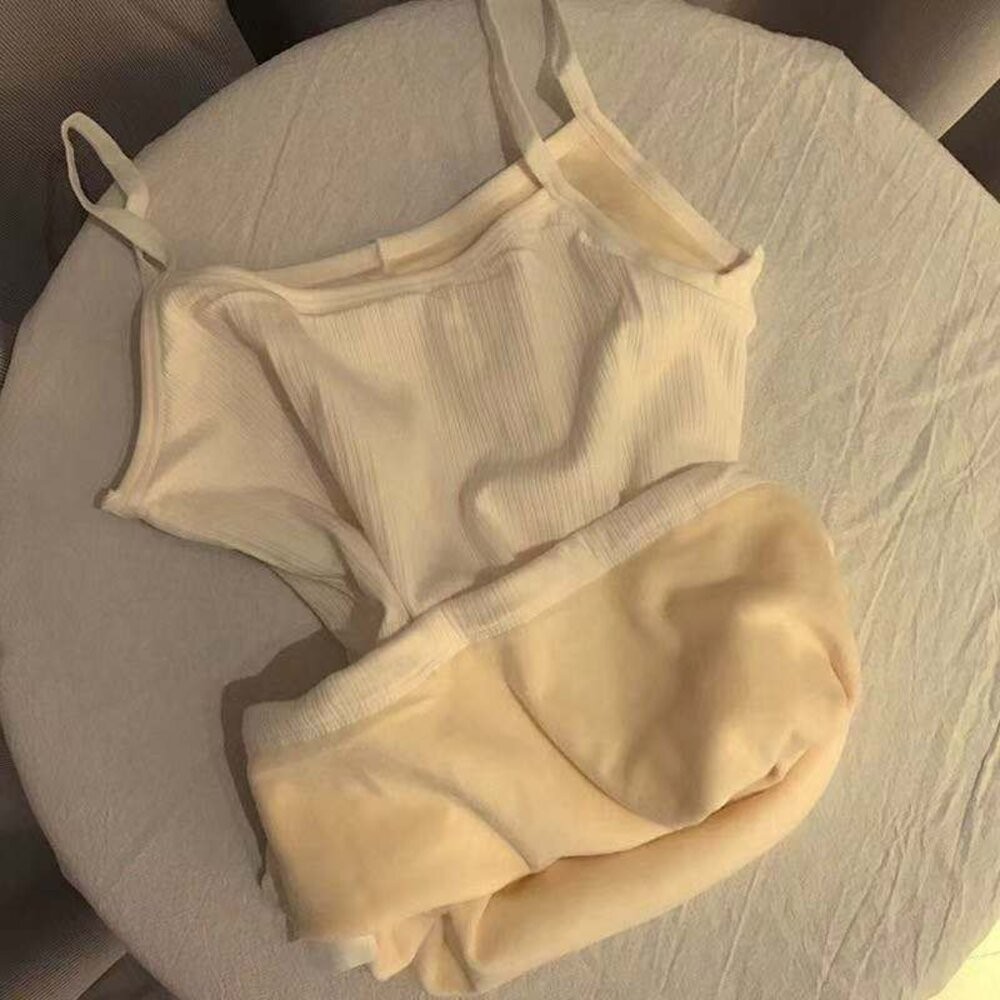【台灣發貨】韓版保暖內刷毛加厚小吊帶背心 小可愛 背心 衣服 女裝 上衣【V112】-細節圖9