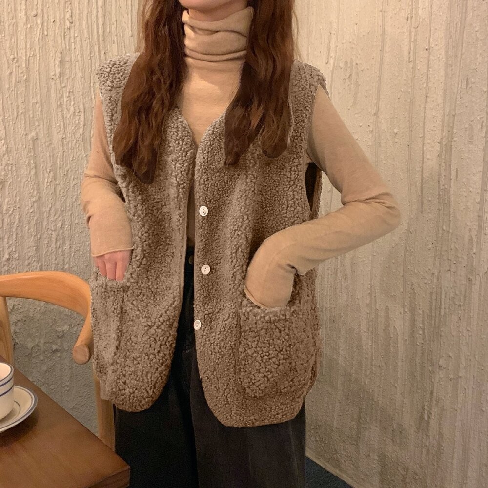 【台灣發貨】韓版顯瘦羊羔毛外套 外套 防曬外套 女裝 上衣 衣服 【J153】-細節圖3