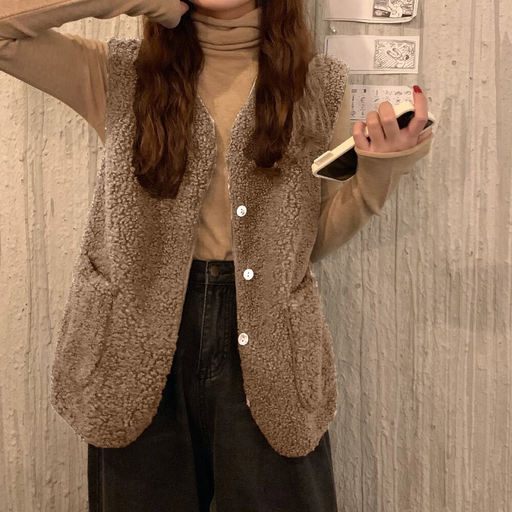 【台灣發貨】韓版顯瘦羊羔毛外套 外套 防曬外套 女裝 上衣 衣服 【J153】-細節圖8
