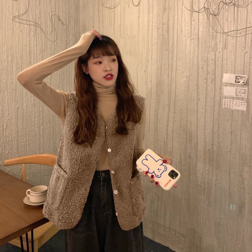 【台灣發貨】韓版顯瘦羊羔毛外套 外套 防曬外套 女裝 上衣 衣服 【J153】-細節圖9