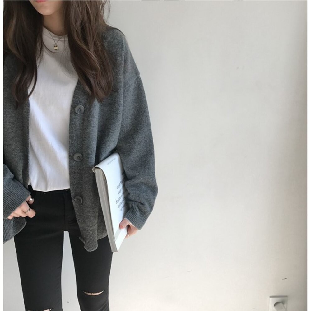【台灣發貨】韓版顯瘦V領針織外套 外套 防曬外套 女裝 上衣 衣服【J104】-細節圖5