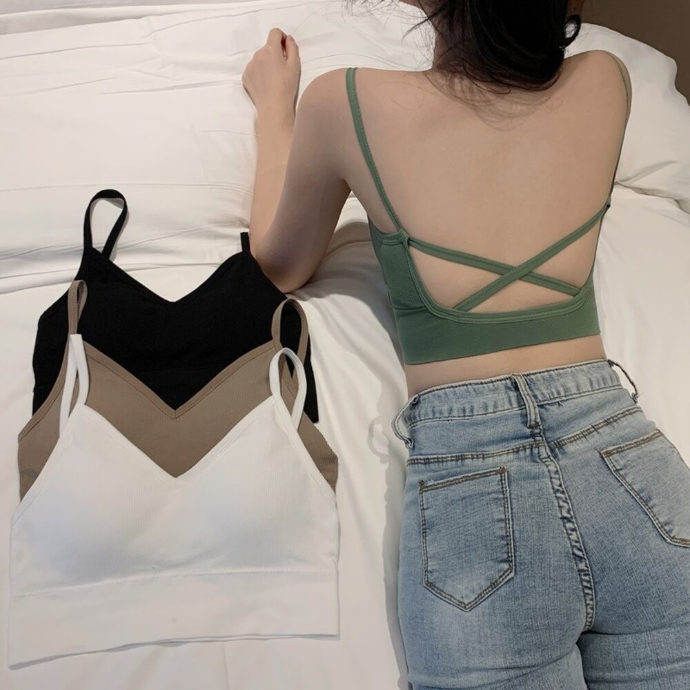 【台灣發貨】韓版美背交叉無痕背心 小可愛 背心 衣服 女裝 上衣【V105】-細節圖6