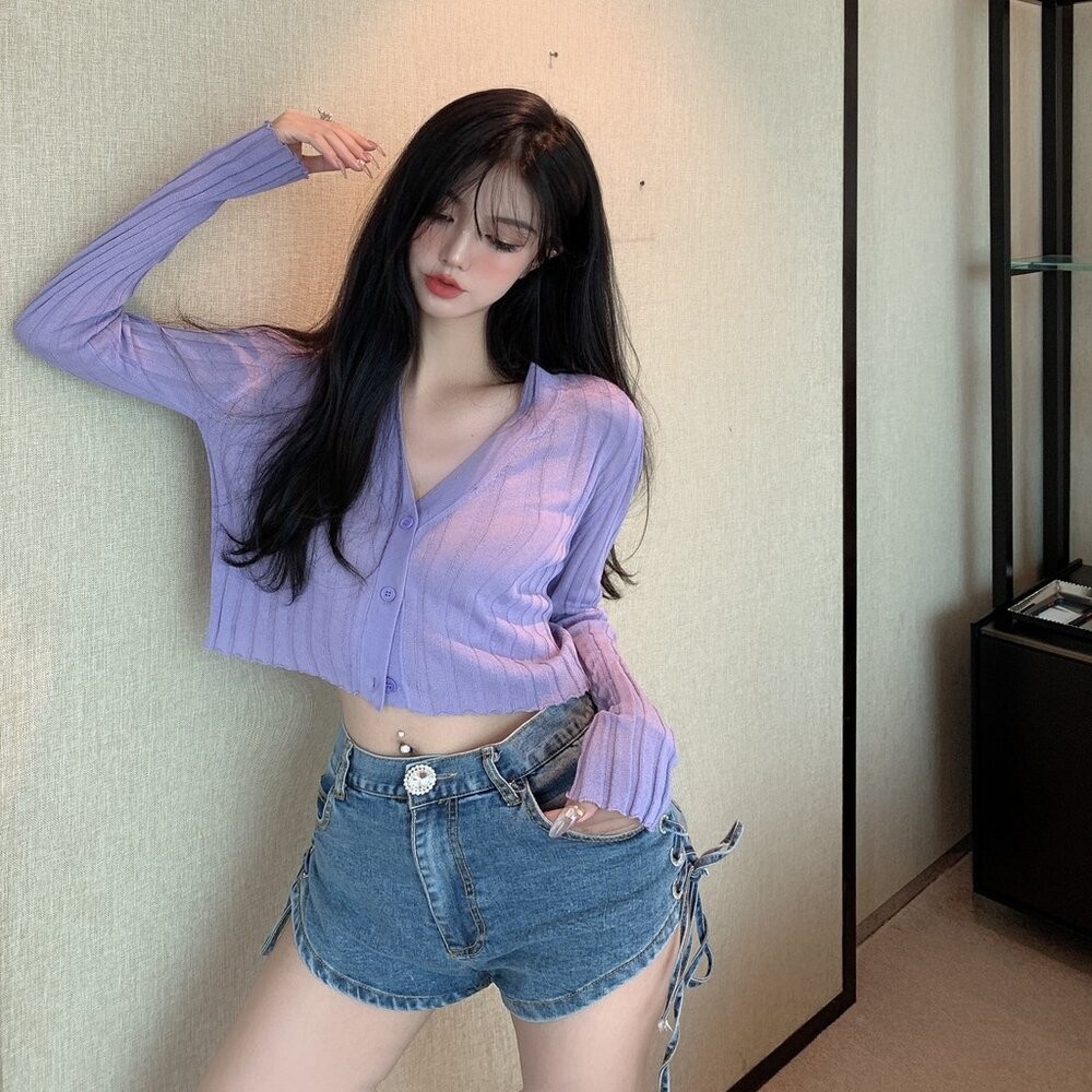 【台灣發貨】韓版夏季V領冰絲防曬薄外套 外套 防曬外套 女裝 上衣 衣服 【J129】-細節圖8