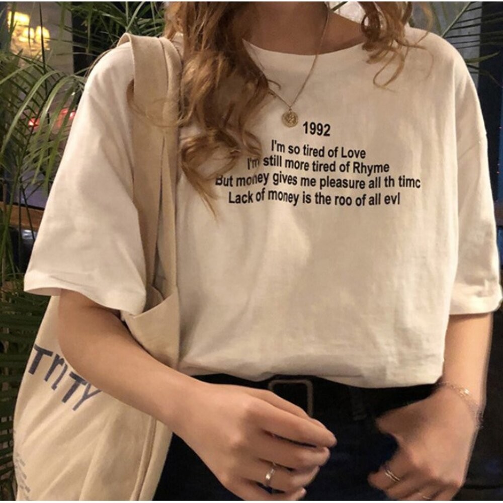 【台灣發貨】韓國休閒字母短袖上衣衣服 女裝 t恤 短袖t恤 上衣【T273】-細節圖5
