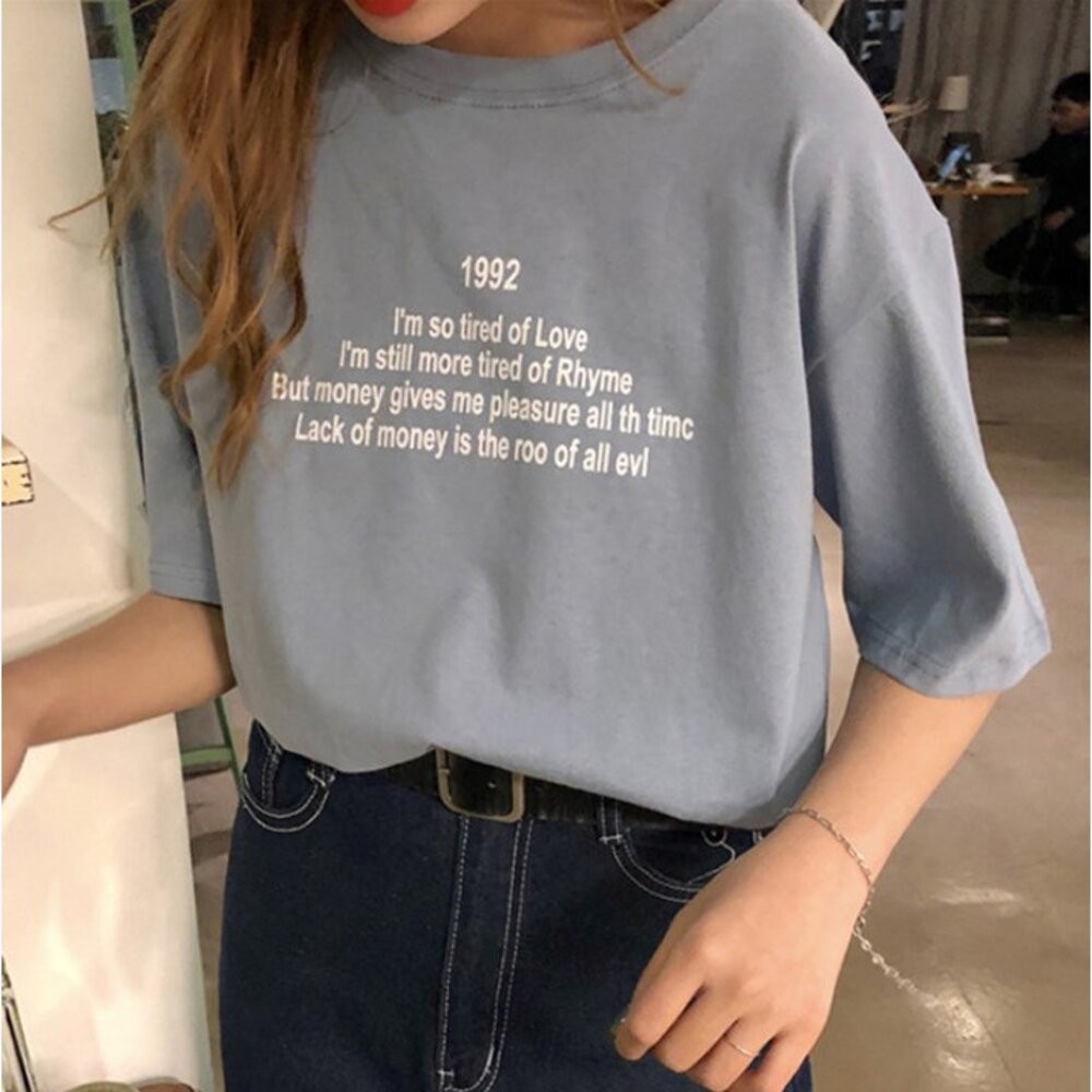 【台灣發貨】韓國休閒字母短袖上衣衣服 女裝 t恤 短袖t恤 上衣【T273】-細節圖8