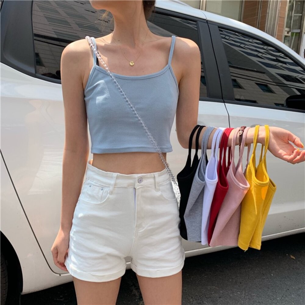 【台灣發貨】韓版設計感網紅短版內搭背心 小可愛 背心 衣服 女裝 上衣【V108】-細節圖5