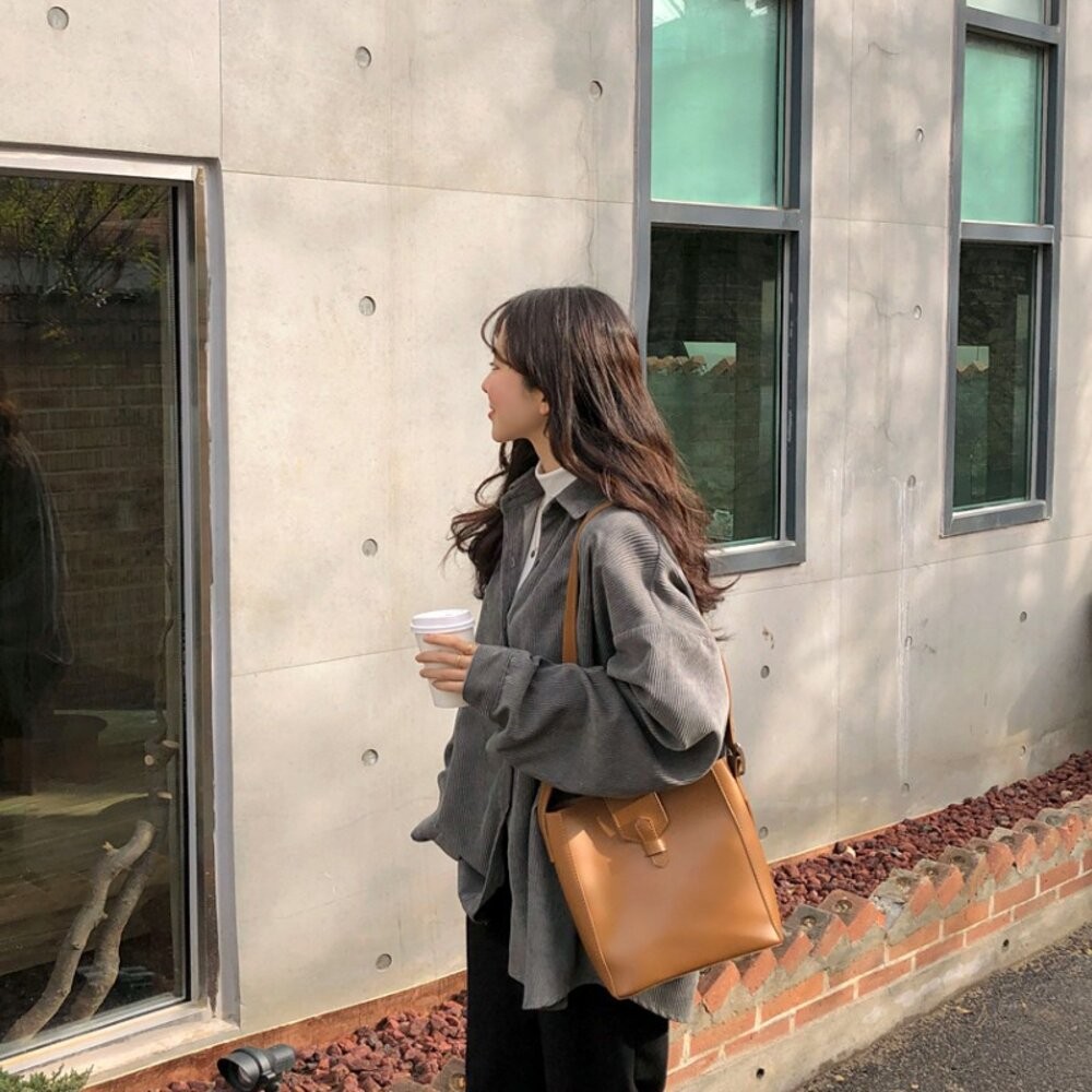 【台灣發貨】韓版復古慵懶寬鬆顯瘦長袖襯衫外套 外套 防曬外套 女裝 上衣 衣服 【J140】-細節圖4