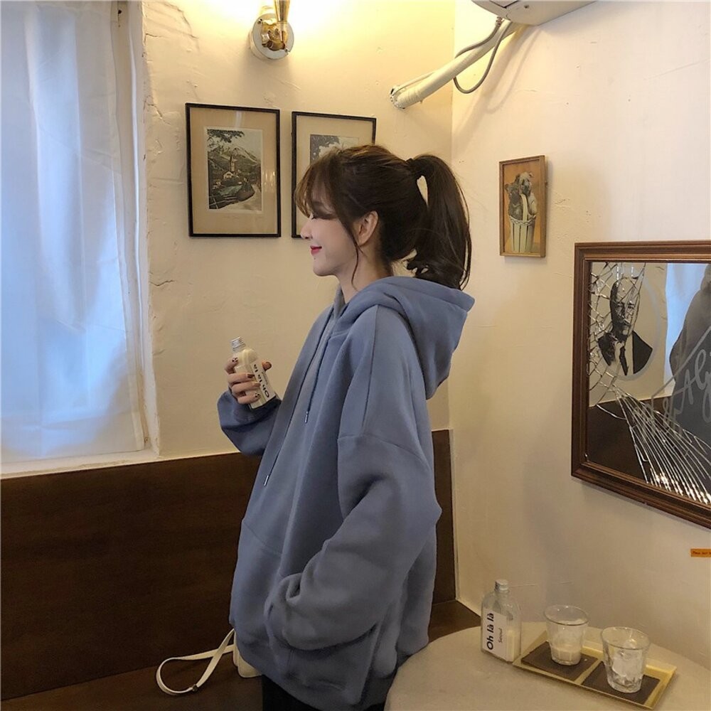 【台灣發貨】韓版寬鬆慵懶風內刷毛長袖上衣 長袖上衣 長袖t恤 衣服 女裝 上衣【W190】-細節圖9