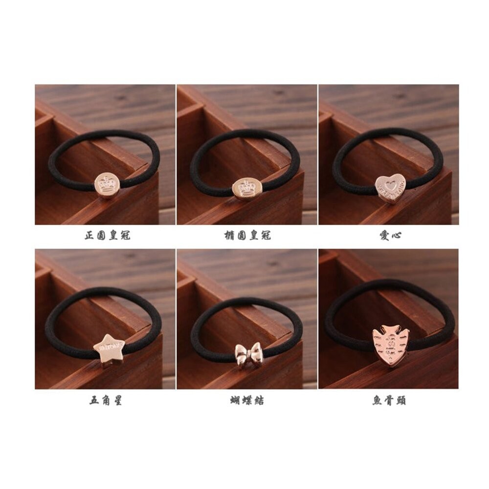 【台灣發貨】韓版造型電鍍黑色髮圈 髮飾 束髮圈 束髮帶 綁頭髮-細節圖3