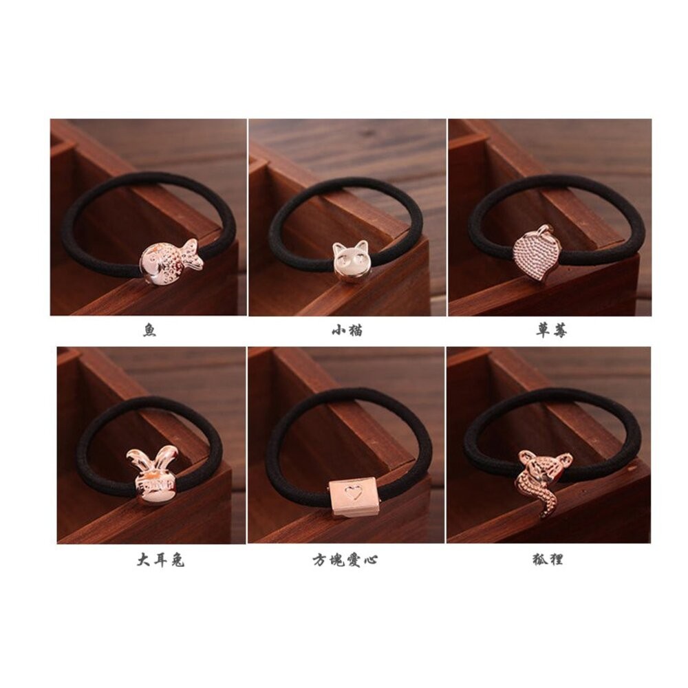 【台灣發貨】韓版造型電鍍黑色髮圈 髮飾 束髮圈 束髮帶 綁頭髮-細節圖4