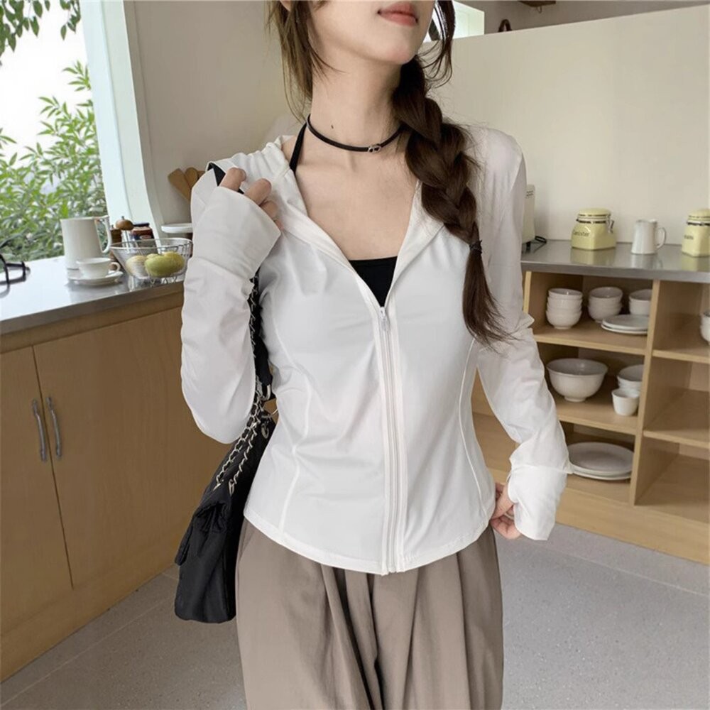 【台灣發貨】韓版透氣冰絲防曬外套 外套 防曬外套 女裝 上衣 衣服【J335】-細節圖2