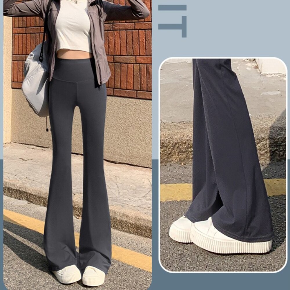 【台灣發貨】韓版垂感高腰顯瘦微喇叭褲 寬褲 褲子 女裝【P243】-細節圖11