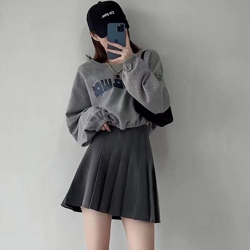 【台灣發貨】韓版高腰百褶裙 裙子 褲裙 長裙 女裝【P55】-細節圖6
