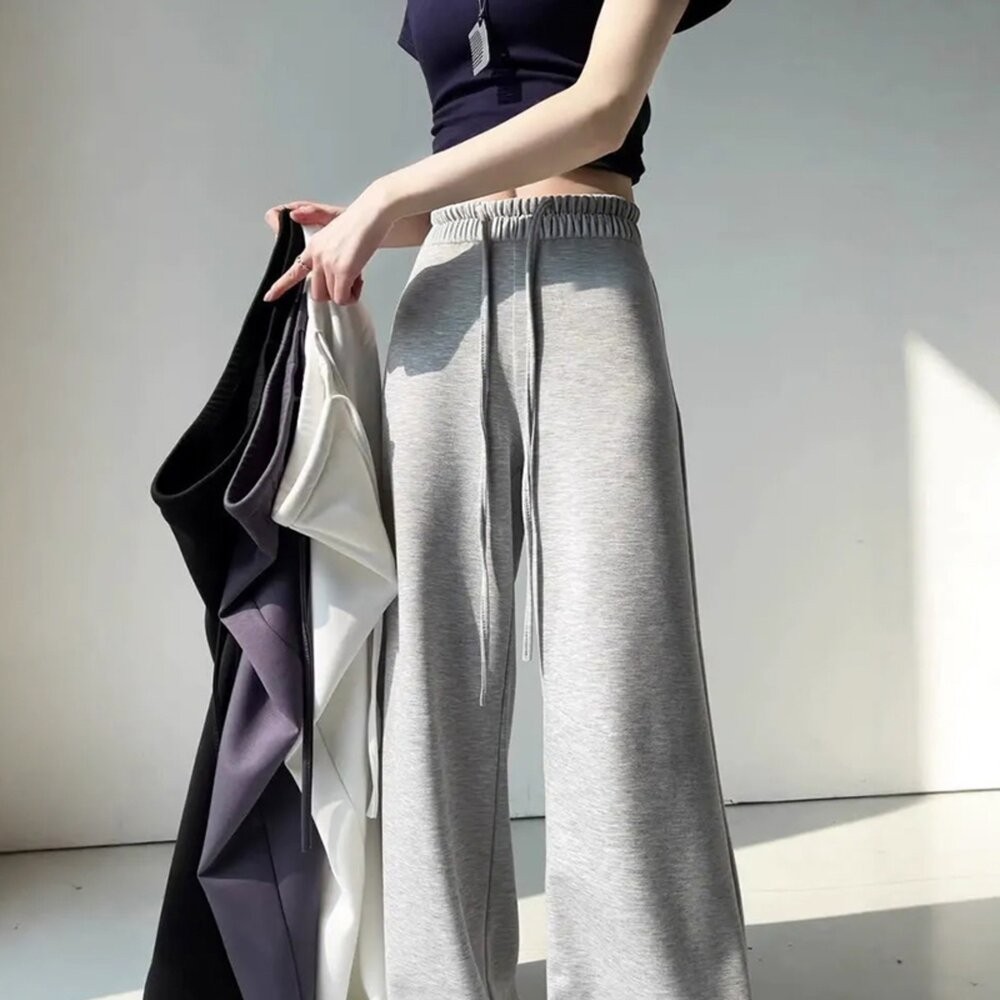 【台灣發貨】韓版美式高腰運動褲 寬褲 褲子 女裝【P360】-細節圖4