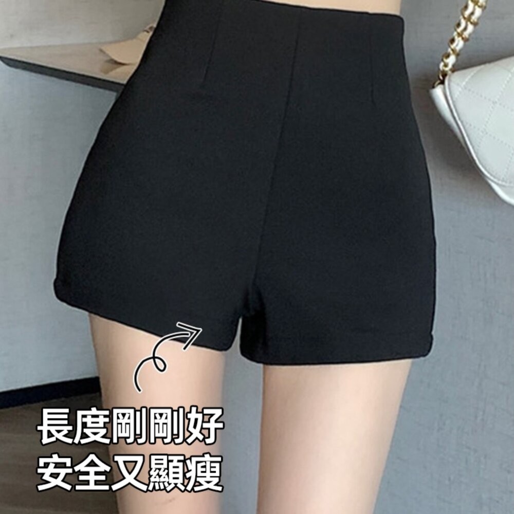【台灣發貨】韓版高腰顯瘦黑色短褲 短褲 褲子 女裝【P387】-細節圖4