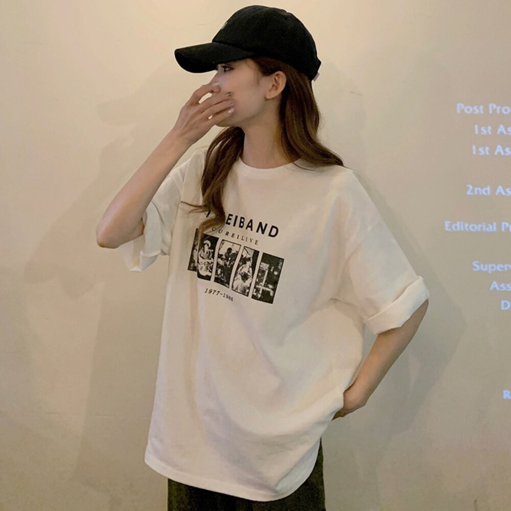 【台灣發貨】韓版寬鬆半袖短袖上衣 衣服 女裝 t恤 短袖t恤 上衣【T368】-細節圖4