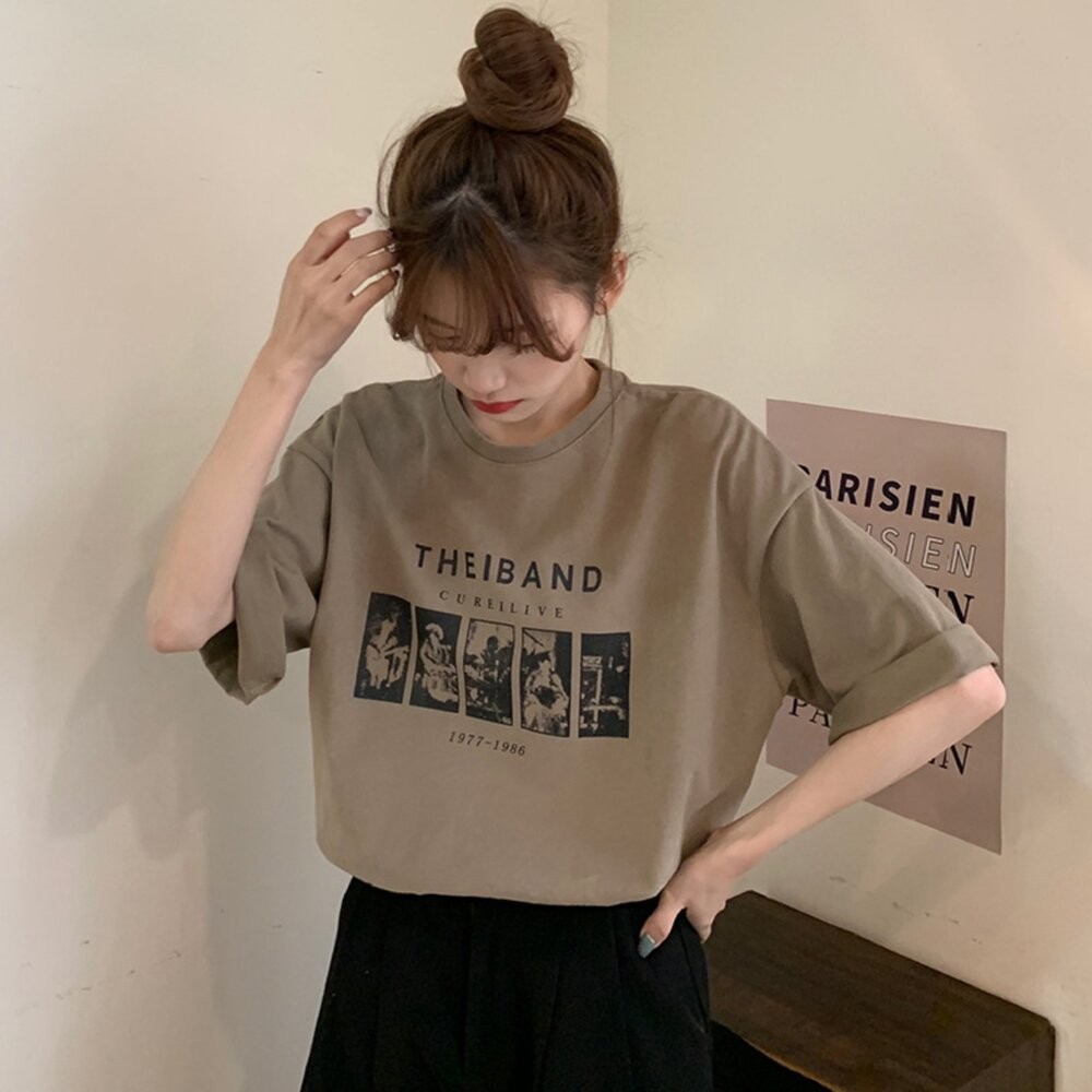 【台灣發貨】韓版寬鬆半袖短袖上衣 衣服 女裝 t恤 短袖t恤 上衣【T368】-細節圖5