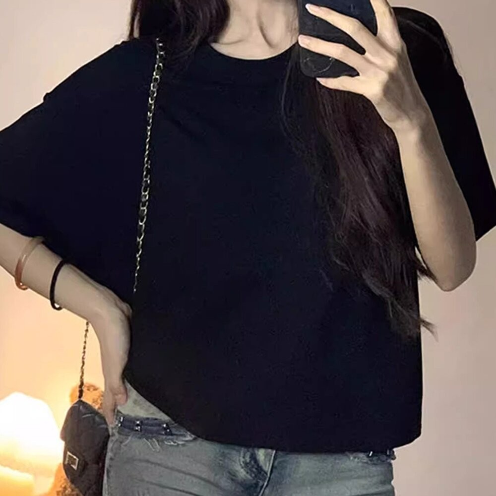 【台灣發貨】韓版寬鬆露背短版上衣 衣服 女裝 t恤 短袖t恤 上衣【T494】-細節圖10