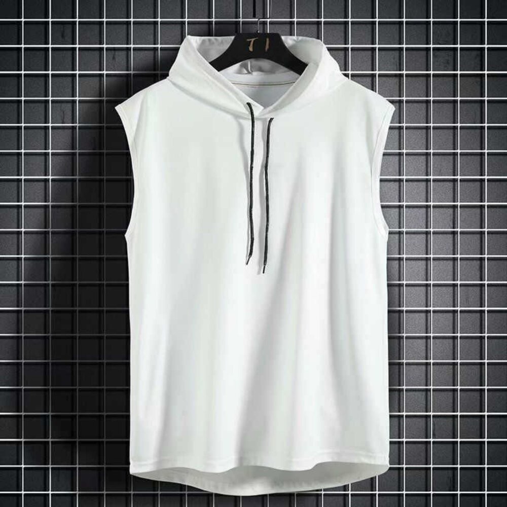 【台灣發貨】韓版寬鬆連帽無袖背心 男背心 背心 衣服 男裝 上衣【V269】-細節圖3