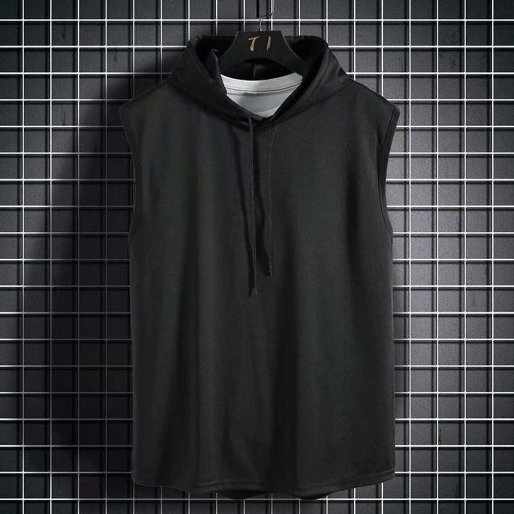 【台灣發貨】韓版寬鬆連帽無袖背心 男背心 背心 衣服 男裝 上衣【V269】-細節圖4