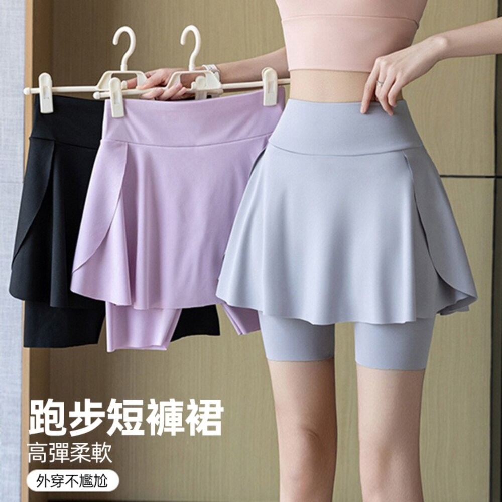 【台灣發貨】韓版假兩件口袋瑜珈運動鯊魚褲 短褲 褲子 女裝【P400】-細節圖2