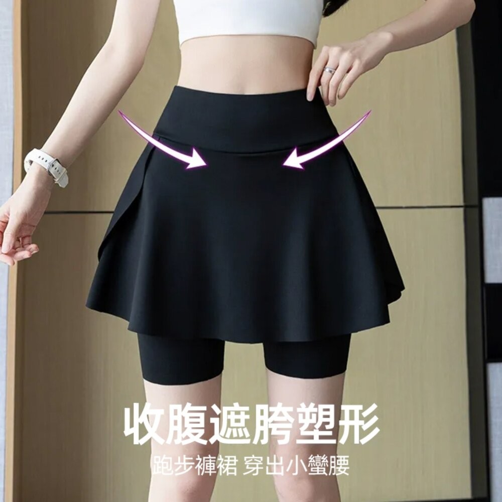 【台灣發貨】韓版假兩件口袋瑜珈運動鯊魚褲 短褲 褲子 女裝【P400】-細節圖4
