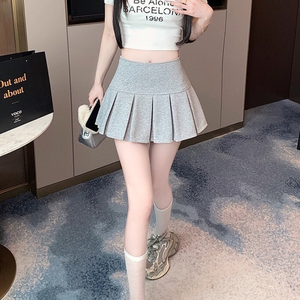 【台灣發貨】韓版氣質顯瘦學院風百褶裙 裙子 褲裙 長裙 女裝【P424】-細節圖9