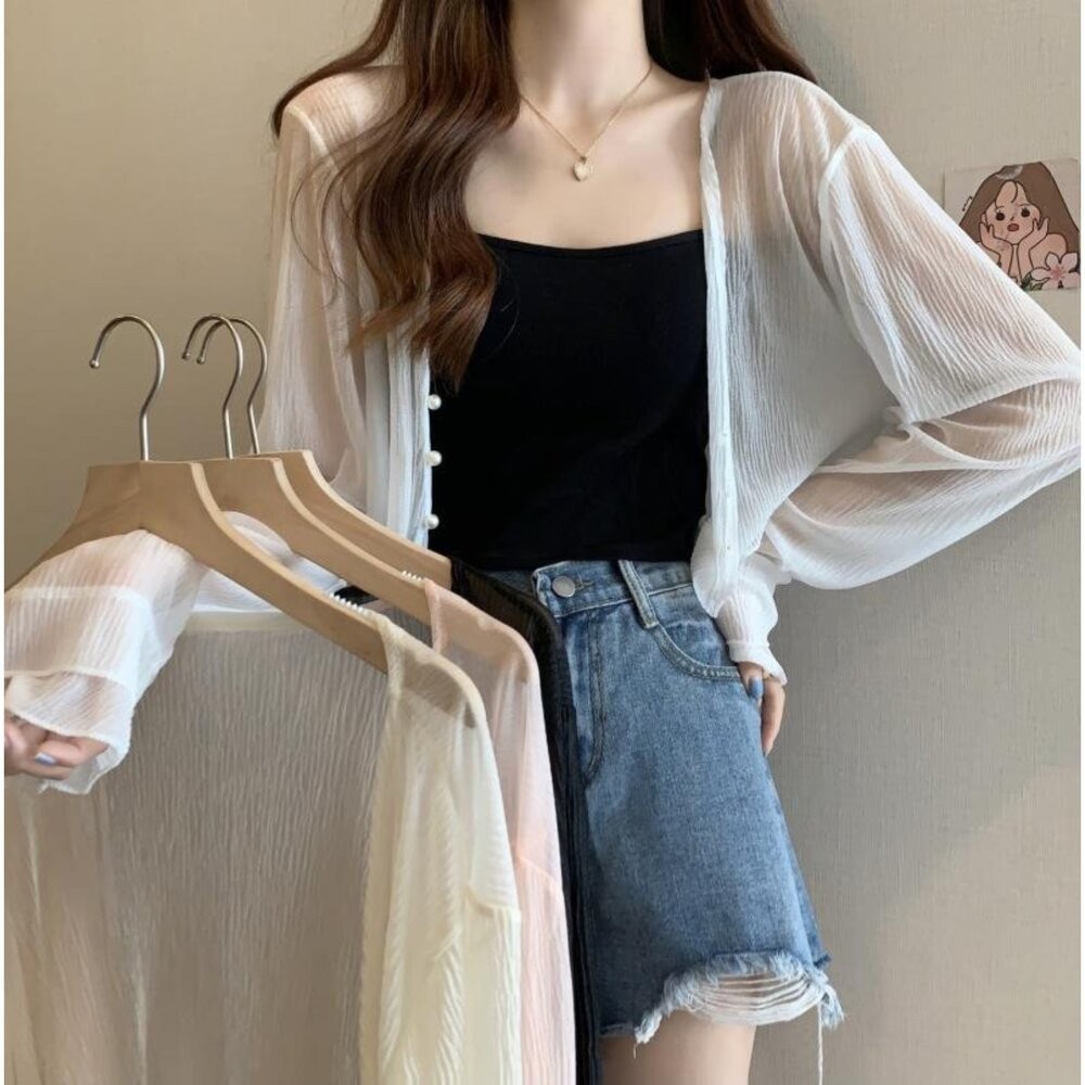 【台灣發貨】韓版夏季冰絲防曬外套 外套 防曬外套 女裝 上衣 衣服【J277】-細節圖2