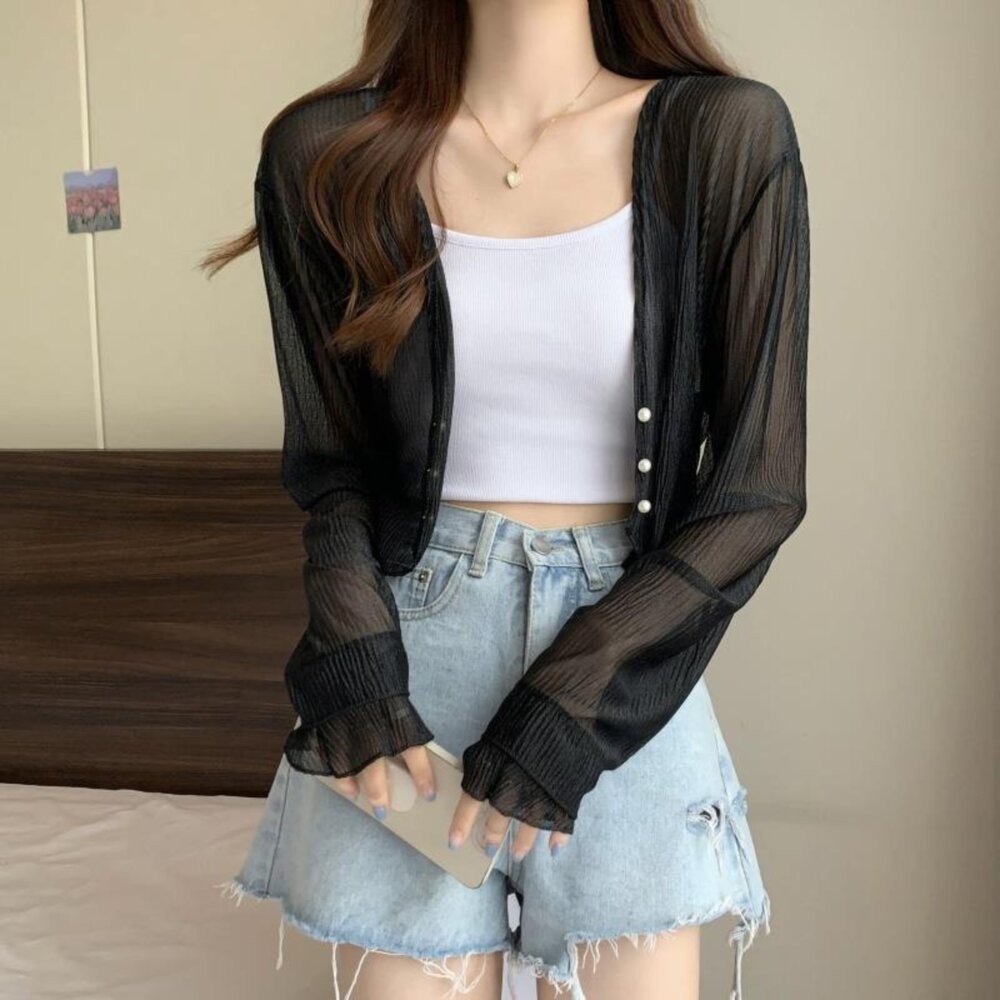 【台灣發貨】韓版夏季冰絲防曬外套 外套 防曬外套 女裝 上衣 衣服【J277】-細節圖3