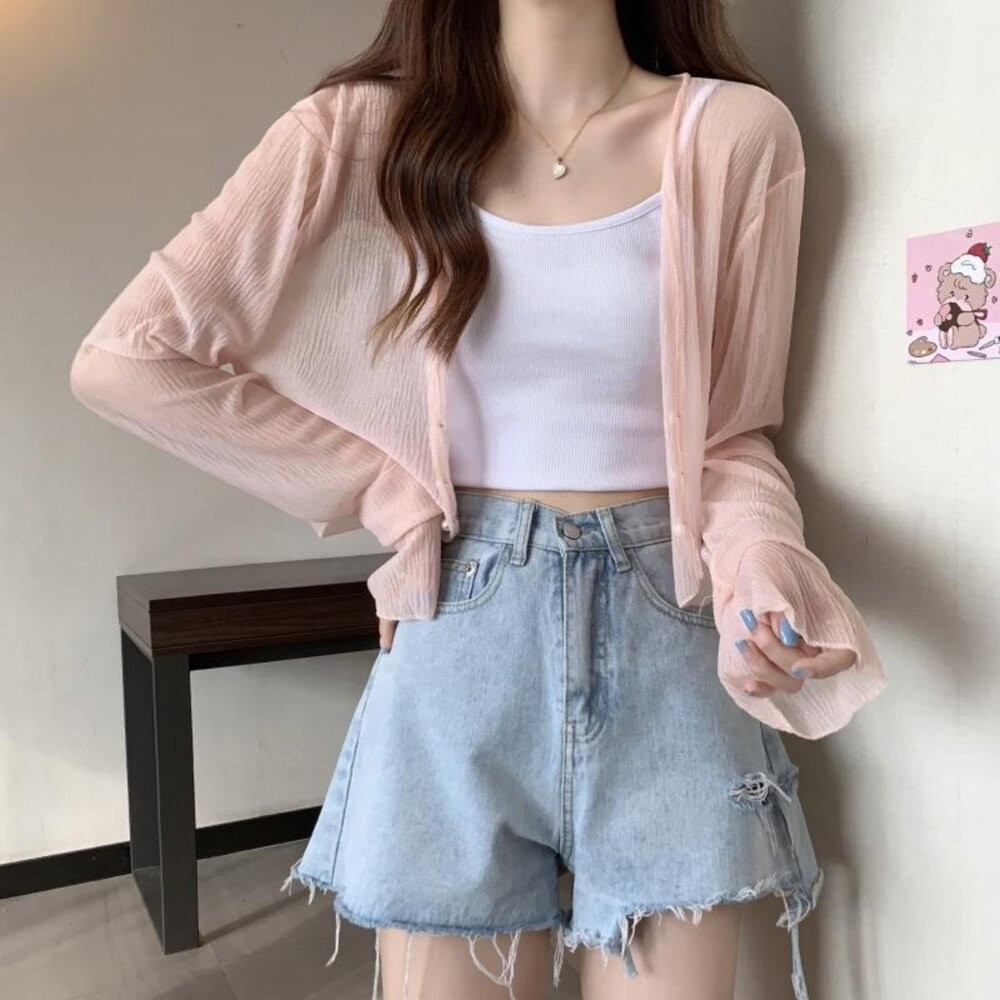 【台灣發貨】韓版夏季冰絲防曬外套 外套 防曬外套 女裝 上衣 衣服【J277】-細節圖4