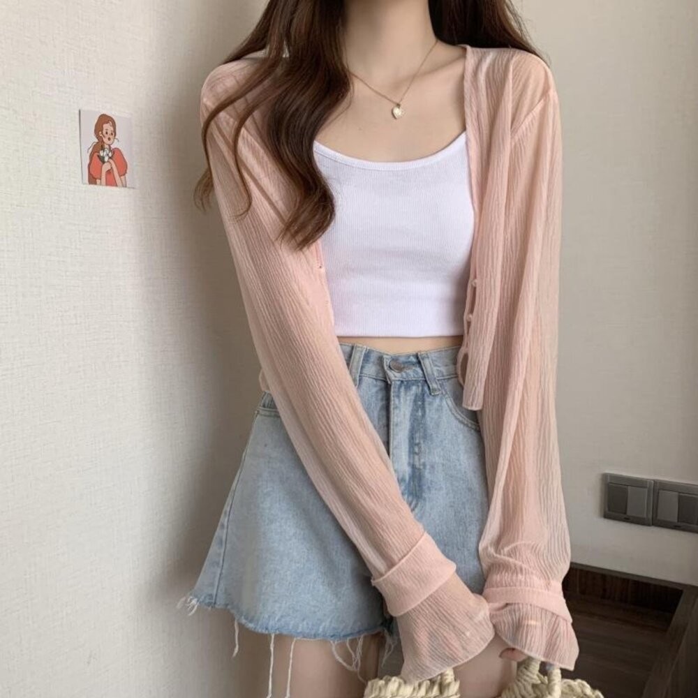 【台灣發貨】韓版夏季冰絲防曬外套 外套 防曬外套 女裝 上衣 衣服【J277】-細節圖9