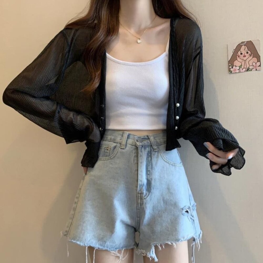 【台灣發貨】韓版夏季冰絲防曬外套 外套 防曬外套 女裝 上衣 衣服【J277】-細節圖10