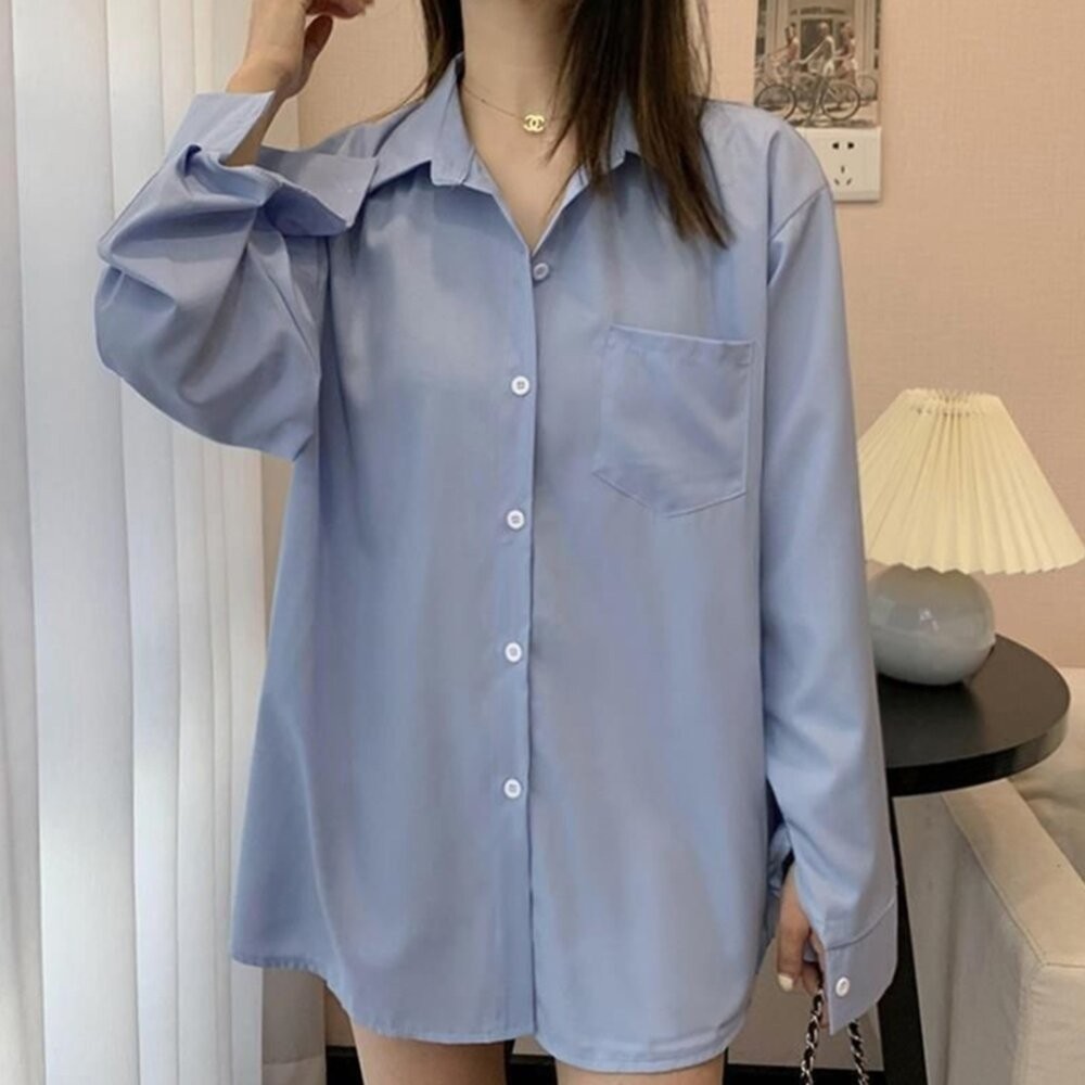 【台灣發貨】韓版寬鬆休閒風襯衫 長袖上衣 長袖t恤 衣服 女裝 上衣 【S119】-細節圖5