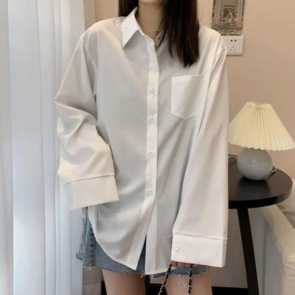 【台灣發貨】韓版寬鬆休閒風襯衫 長袖上衣 長袖t恤 衣服 女裝 上衣 【S119】-細節圖6