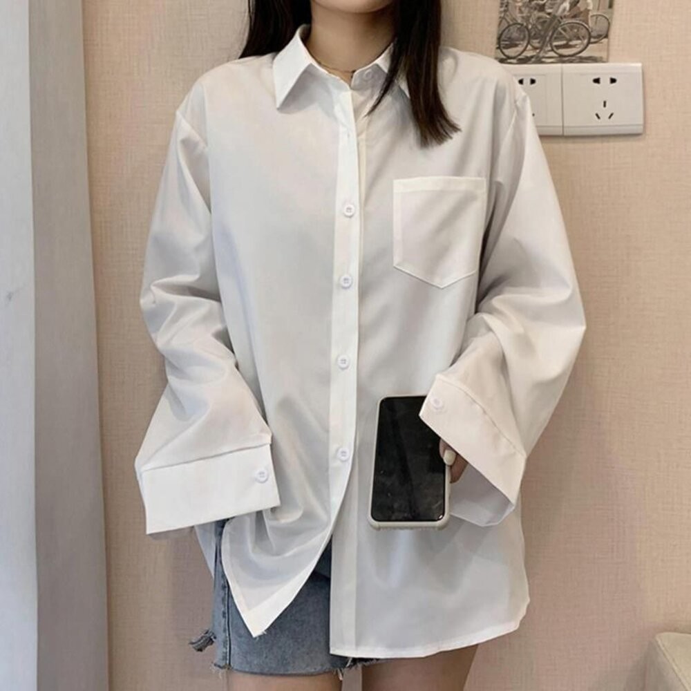 【台灣發貨】韓版寬鬆休閒風襯衫 長袖上衣 長袖t恤 衣服 女裝 上衣 【S119】-細節圖8